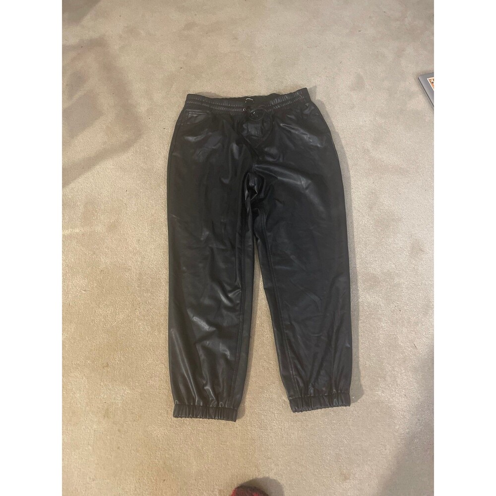 Express pleather high rise joggers L